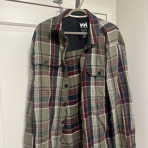 Helly Hansen Olive Green & Burgundy Plaid Shirt Jacket